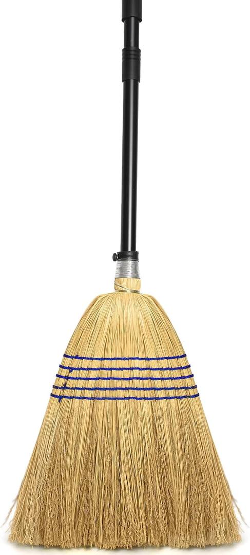 TidyBliss 59” Corn Broom Heavy Duty for Sweeping Garden, Garage, Yard, Porch