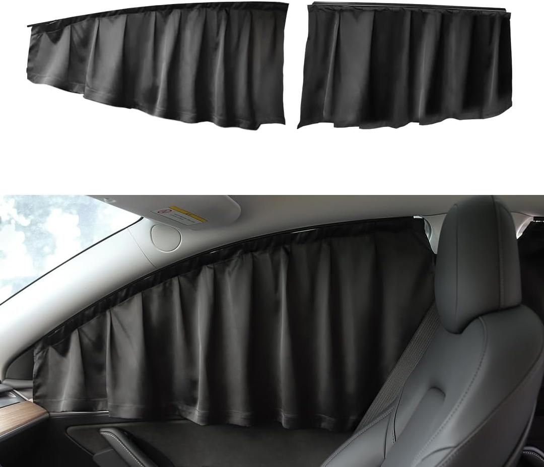 TPARTS Side Window Sun Shade for Tesla Model Y (Including New Model Y Juniper 2025+), Privacy Curtain Blinds Front & Rear Window Shade Blackout Drapes Set of 4