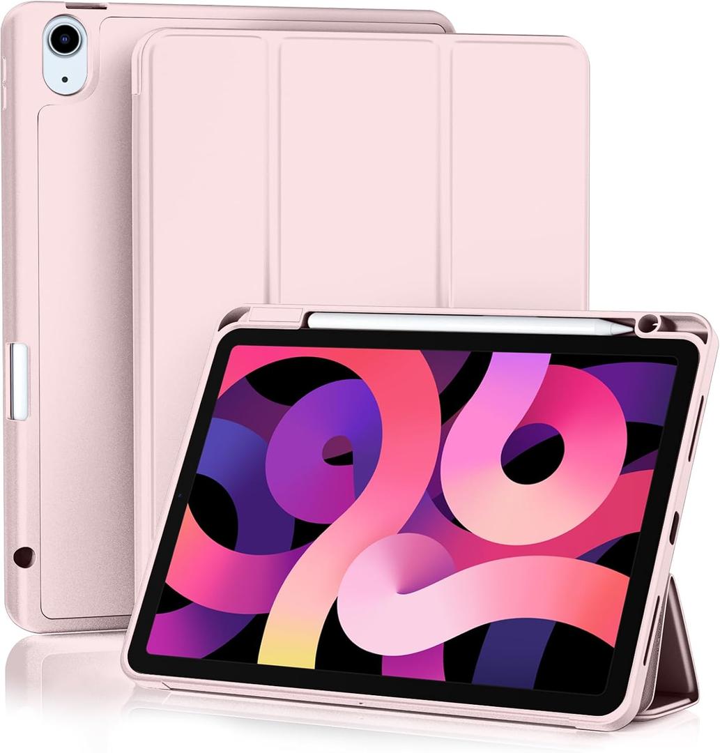 Akkerds Compatible with iPad Air 11 Inch Case 8th/7th/6th Generation (M4/M3/M2) 2026/2025/2024, for iPad Air 5th/4th Generation Case 10.9 Inch 2022/2020 with Pencil Holder[Auto Sleep/Wake], Pink