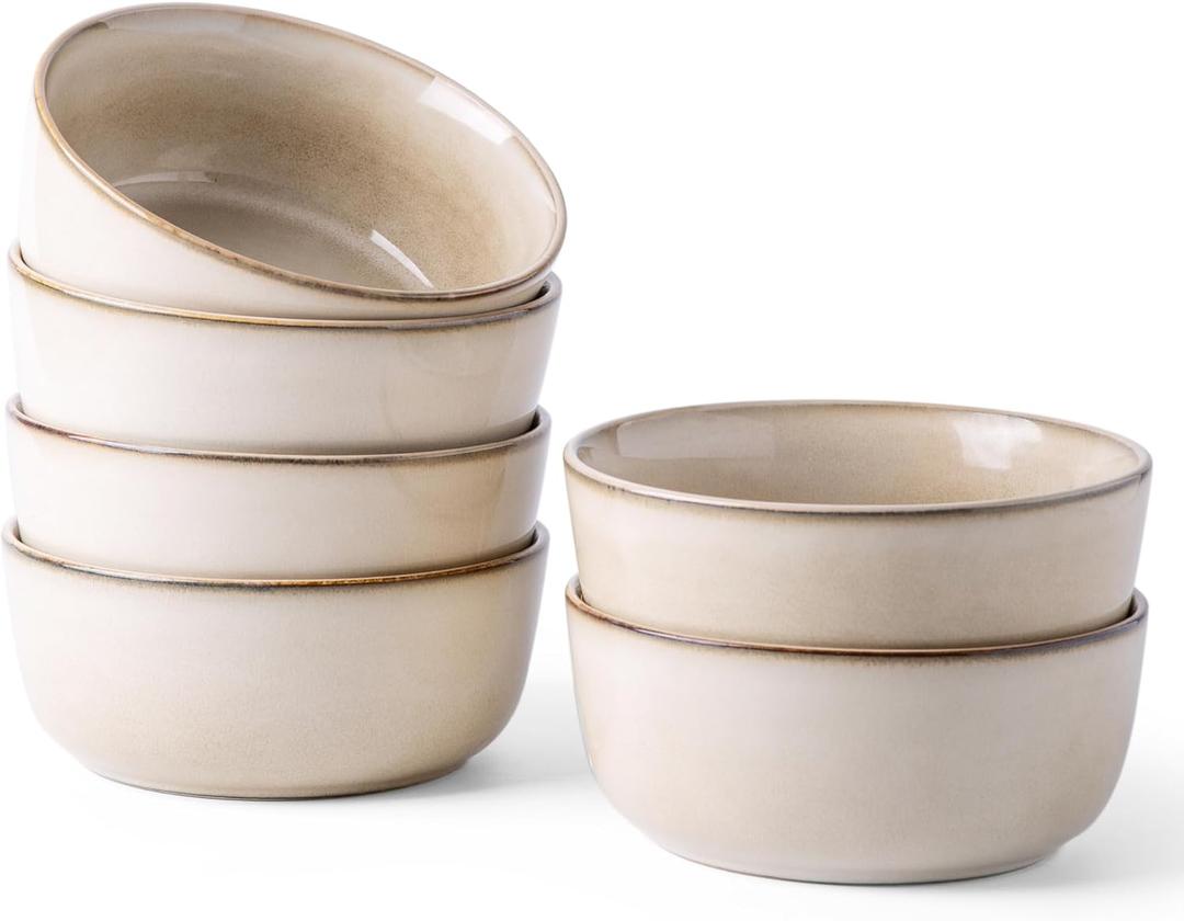 AmorArc Cereal Bowls Set of 6 for Kitchen, 26oz Stoneware Soup Bowls Set for Cereal Soup, Modern Kitchen Bowls for Meal, Dishwasher &Microwave Safe, Reactive-Color (Cappuccino)