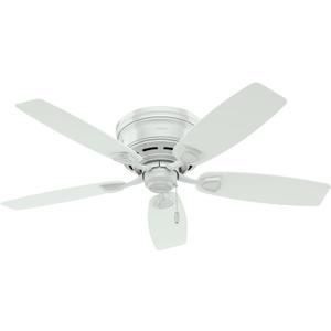 Hunter 48 inch Outdoor or Indoor Ceiling Fan No Light - Low Profile Mount, White Ceiling Fan without Light, For Patio, Porch, Garage, or Living Room, 5 Blades, Pull Chain - Sea Wind 53119, White Hunter 48 inch Outdoor or Indoor Ceiling Fan No Light - Low Profile Mount, White Ceiling Fan without Light, For Patio, Porch, Garage, or Living Room, 5 Blades, Pull Chain - Sea Wind 53119, White