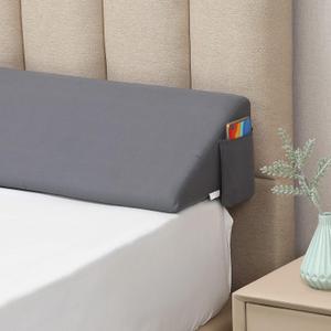 Vekkia King Bed Wedge Pillow for Headboard Gap/Bed Mattress Gap Filler Wedge,Bed Gap Filler Close Gap (0-6"),Stop Pillow Falling Down-Gray(76"x10"x6")