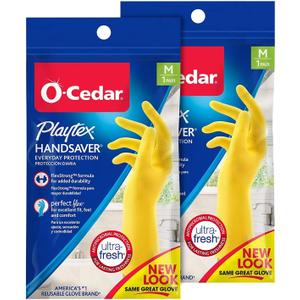PLAYTEX HandSaver Rubber Gloves for Kitchen and Household Cleaning (2 Pairs) Medium