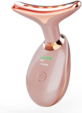MCSYPOAL 7-in-1 Deplux Face Neck Massager for Daily Skin Care Routine, Portable Facial Massager, Skin Care Tool, Rose Gold