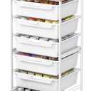 Rolling Storage Utility Cart with 6 Drawers, Art Supply Craft Organizer, Sewing Makeup Organizer and Storage, Office Organization Wooden Tabletop, Cloud White