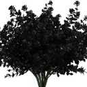 Black Artificial Flowers, Fake Outdoor UV Resistant Plants Faux Plastic Greenery Shrubs Indoor Outside Hanging Planter Home Kitchen Office Wedding, Garden Decor (Black) 2 Pack