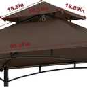 COOSHADE Grill Gazebo Replacement Canopy Roof Outdoor Double Tiered Barbecue Gazebo Top Cover Fit for Model L-GG001PST-F (Brown)