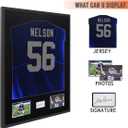 Snail 32"x24" Jersey Frame Display Case Wooden Wall Mounted Shadow Box for Baseball Basketball Football Soccer Hockey Sport Shirt, Plus Displaying Two Idol's Photos and One Signature, Black Finish