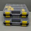 Tools Box Organizer Double Side 34 Compartments Hardware Organizers with Removable Plastic Dividers for Screws Nuts Nails (2 Pack, Yellow)
