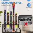 Ski Storage Rack for Garage  Freestanding Ski Holder for 5 Pair Skis, Helmet, Goggles, gloves, Indoor Snowboard Rack Organizer Stand for Home, Shed, Basement, Black