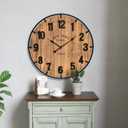 20 Inch Farmhouse Wall Clock Large Old Town Vintage Rustic Wooden Clock with Metal Rim and Large Numerals, Silent Battery-Operated for Office, Kitchen, Bedroom, and Living Room