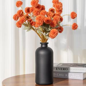 Matt Black Glass Vase for Flowers & Pampas Grass, Minimalist Vase for Table, Living Room, Shelf, and Entryway Home Wedding Boho Decor Table Centerpieces 10" Tall