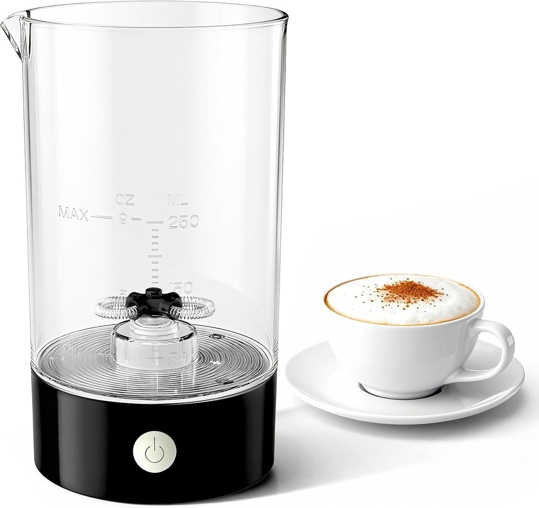 Cold Foam Maker 9oz Electric Milk Frother Handheld-free Milk Foamer for Coffee Cappuccinos Macchiato (Onyx Black)