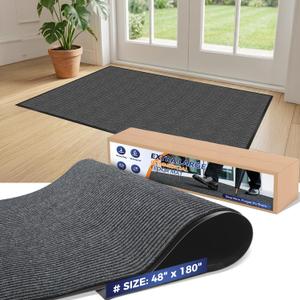 Commercial Floor Mat, 4 x 15 FT Extra Large Door Mat, Indoor/Outdoor Entrance Mat, Commercial Rug with Water & Stain Proof, Easy to Clean, Low-Profile, Heavy Duty Rubber Mat, Charcoal Grey