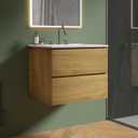 24" Bathroom Vanity with Sink, Modern Floating Vanity with Double Soft Closing Drawers, Large Storage for Small Space, Natural Oak, Fully Assembled - Iris Collection