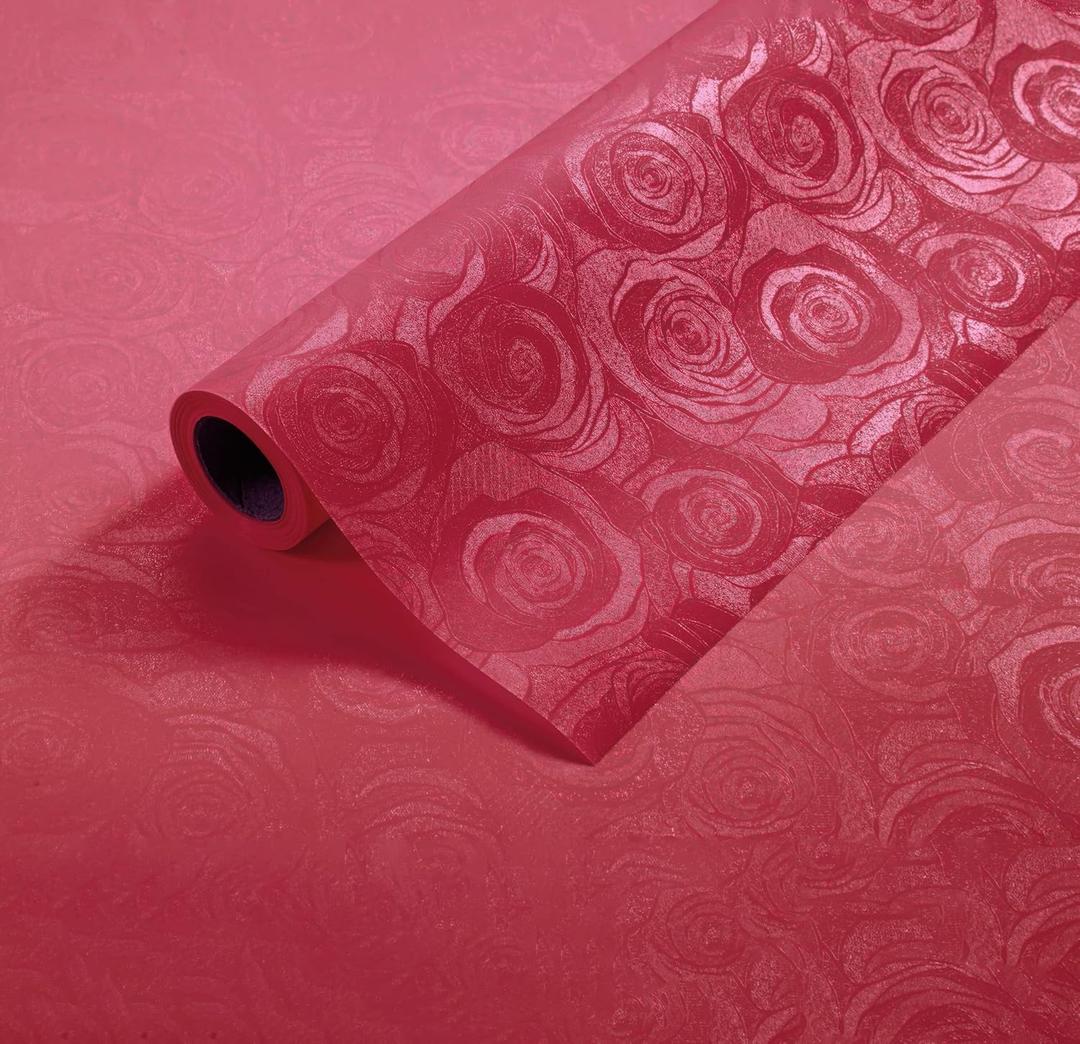 LWFyyds Waterproof Floral Wrapping Paper Flower Bouquet Gift Wrap Korean Florist Supplies - Red, 23.6 Inches (W) X 44.6 Feet (L)