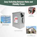 200-Amp, 3 Pole 120 V/240 V Generator Transfer Switch, 48,000 W Manual Transfer Switch for Home Generator, Meeting NEMA 3R Standards for Outdoor and Indoor General-Duty Double-Throw Safety Switches