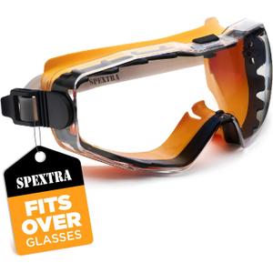 SPEXTRA Safety Goggles Over Glasses Anti-Fog Clear Lens, ANSI Z87.1 Impact Resistance, UV Protection, Lab Chemistry Goggles with Adjustable Headband, Quick-Adjust Buckle, Eyewear for Men Women