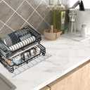 Diatomaceous Earth Stone Dish Drying Mat for Kitchen Counter and Sink - Quick Dry Absorbent Foldable Large Rack (White, 24W*16L)