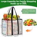 4 Pack Reusable Grocery Bags, Heavy-Duty Shopping Bags with Sturdy Handles, Water-Resistant & Foldable Organizer, Shopping Bags for Groceries, Market, Car Trunk, Multi-Purpose, 33L