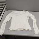 QINSEN Women's Sexy Square Neck Shirt Long Sleeve Double Lined Tees Fitted Going Out Tops (Medium)