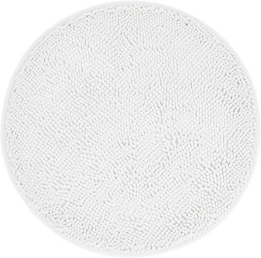 Insun Round Chenille Bathroom Rug, Soft Non Slip Absorbent Bath Mat for Bathroom Floor White 24"