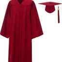 SAMDEEMI Unisex Adult Matte 2026 Graduation Gown and Cap Set with Tassel for High School and College Bachelor 12 Colors (Red)