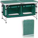 Camp Field Camping Folding Aluminum Table with Adjustable Legs for Outdoor Travel Beach, Backyards, BBQ, Party and Picnic Foldable Table, 47.24" x 18.5" x 27.36"