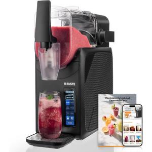 U-Taste Frozen Drink Slushie Machine: 88 oz Rapid-Cool Margarita Slushy Maker, 12-Hours Runnig, Self-Cleaning, 5 Preset Programs: Slushie, Frappe, Milk Shake, Cocktail, Mold for Home Party -Black