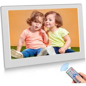 10.1 inch Digital Photo Frame with Remote Control, Electronic Picture Frame Large Display, Share Moments via SD Card and Mini USB, Wall Mountable, 1080P HD Resolution, Builtin Clock & Calendar