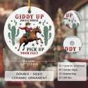 Western Christmas Ornaments 2025 - Cowboy Ornaments for Christmas Decorations, Ceramic Ornament for Vintage Cowboy Decor, Xmas Gifts for Cowboys Western, Men, Friends, Family, Coworkers