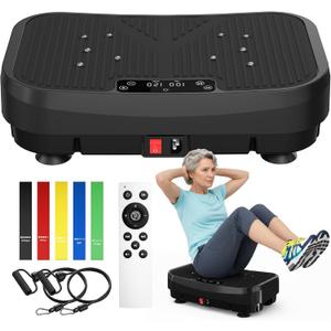 MASYN Vibration Plate Exercise Machine for Lymphatic Drainage 120 Levels Whole Body Vibrating Platform with Resistance Bands & Bluetooth 440 lbs Capacity Shaker Board Workout Equipment for Weight Loss