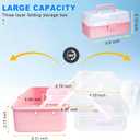 Tackle Box Organizers and Storage,10inch Craft Organizers and Storage,Three-Layer Sewing Box With 2 Trays,Medicine Storage Box With Handle For Nail、Makeup、Diamond Painting、Building Blocks (PINK)