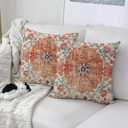 Orange Blue Ethnic Boho Pattern Throw Pillow Covers Pack of 2 Double-Sided Printing Home Indoor and Outdoor Sofa Bed Decor pillowcover (18x18, Boho Style Ethnic Design Decorative)
