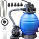 Swimline Sand Filter Pump for Above Ground Pool - 12'', 0.3HP, 1980 GPH Pump Flow Rate, 4 Way Multi Port Valve, Easy Installation