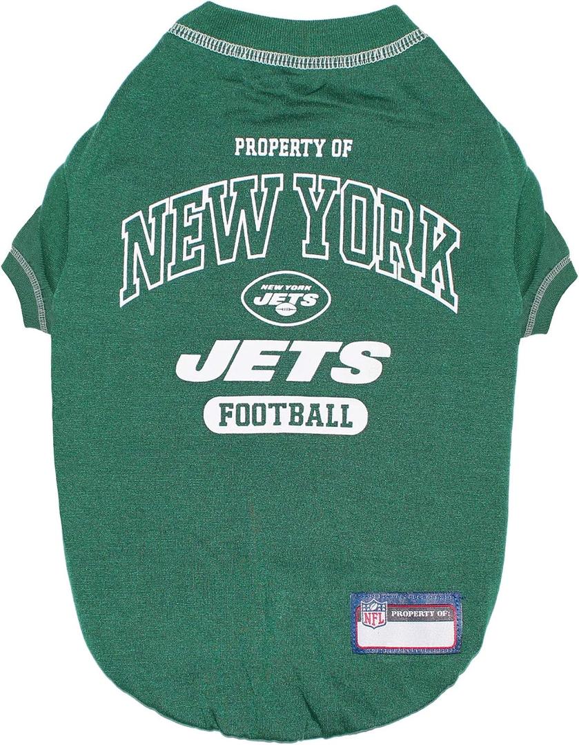 NFL New York Jets Dog T-Shirt for Pets, Size Large. Officially Licensed Pet Shirt with Team Logo, Soft Stretchable Comfort Fit Apparel for Dogs & Cats