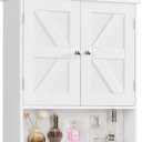 TEENFON Bathroom Wall Cabinet, Bathroom Cabinet with Barn Doors & Adjustable Shelf, Over The Toilet Storage Cabinet, Medicine Cabinet, White UNGGX001WV1, 5.9"d X 21.6"w X 23.6"h
