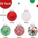 2.36"/60mm Christmas Ornaments Set, 25 PCS Shatterproof Christmas Tree Decor Set, Hanging Plastic Xmas Balls for Home, Holiday, Wedding, Xmas Hanging Decortions (Red Green White)