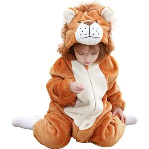 Unisex Baby Costume,Baby Flannel Animal Halloween Onesie Costume Home Clothing (1-6 Months, Lion)