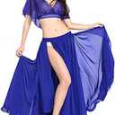 ROYAL SMEELA Belly Dance Costume Set for Women Chiffon Dancing Skirt and Tops Sexy Large Swing Dancing Skirts Dress One Size