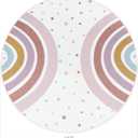 STARUIA Round Rainbow Nursery Rug, 5 Ft Washable Kids Rug for Playroom, Non-Slip Colorful Rugs for Classroom, Large Princess Rugs Soft Girls Bedroom Carpet for Kids Room Reading Nook