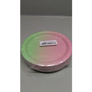 Zhehao 50 Pcs Pink and Green Plates 7 Inch Pink and Green Witch Party Decorations Glitter Disposable Paper Plates for Witch Princess Movie Themed Birthday Wedding Party Supplies