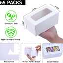 65 PCS White Bakery Boxes with Window - 6.29x3.54x2.95 Inches Small Bakery, Cookie, Pastry, Cupcake, Candy,Cake, Treat, Dessert Boxes, Small Gift Boxes for Party, Business(White)