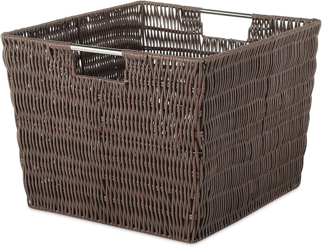 Whitmor Rattique Storage Tote Basket - Java 13W x 15D x 9.63H in. (Brown)