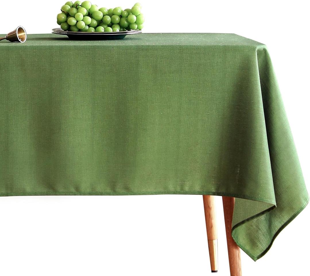 Green Tablecloth for Rectangle Tables,Linen Table Cloth Solid Color Plain Simplicity,Heavy Durable Table Cover for Dining Kitchen Decor Party Banquet,63"*94"