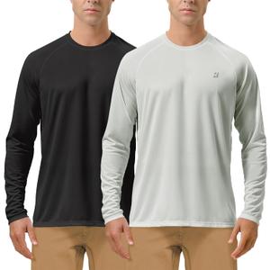 Roadbox Mens UPF 50+ UV Sun Protection Shirts Outdoor Long Sleeve SPF Rash Guard for Fishing Hiking Swimming Running (XXL)