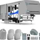 5th Wheel RV Cover 28-31ft, Upgraded 7-Layer Thick | 400 LBS Tearproof, Waterproof, Anti-UV & Windproof Camper Cover w/Tongue Jack Cover, Gutter Covers, Tire Covers, Stair Cover, Straps & Storage Bag