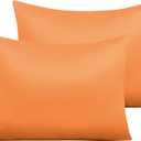 NTBAY Zippered Satin Pillow Cases for Hair and Skin, Luxury Standard Hidden Zipper Pillowcases Set of 2, 20x26 Inches, Orange