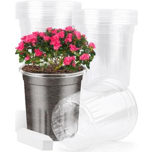 PACETAP 15Pack 6.5 Inch Reinforced Clear Nursery Pots with Drainage Holes, Thickened Plastic Plant Pots with 15 Plant Labels for Indoor Outdoor Flower Seed Starter