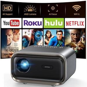 Projector with WiFi and Bluetooth: [Auto Focus/Keystone] - NICPOW Full HD 1080P 4K Supported Portable Bluetooth Projector for Gaming Devices and Phones - Ideal for Indoor Outdoor Use - Grey